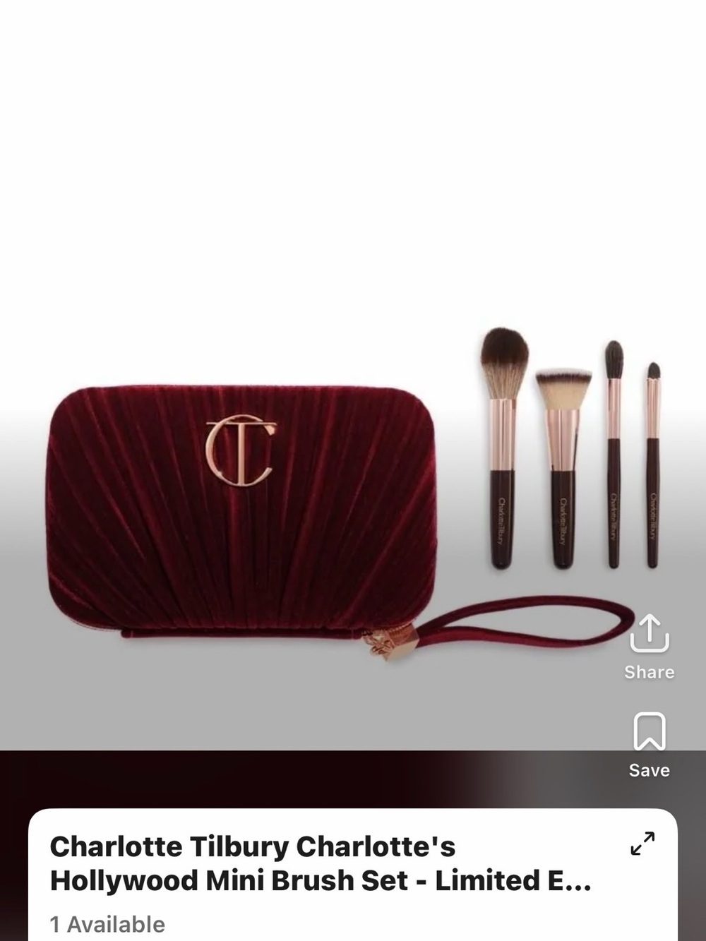 Charlotte Tilbury Velvet Mini Brush Set in Burgundy